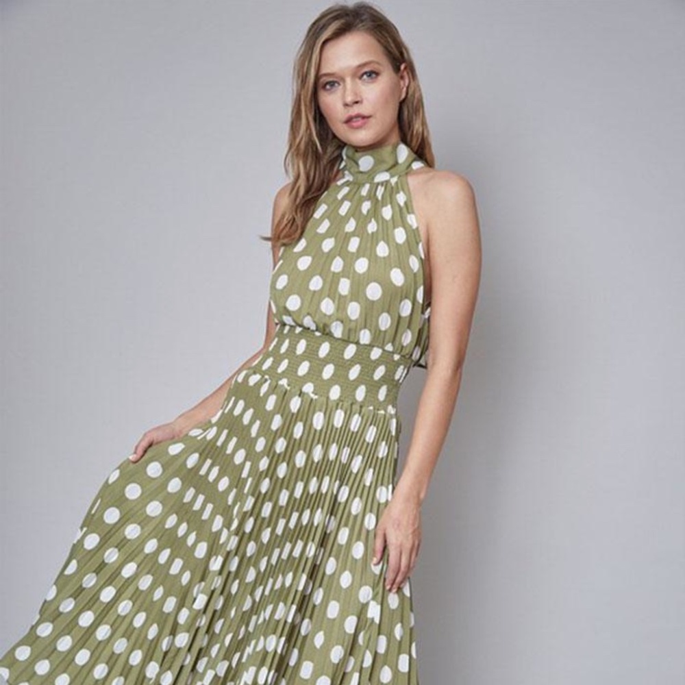 DO+BE green polka dot dress